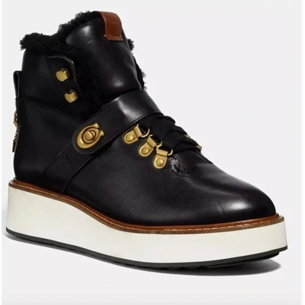 Coach Urban Hiker Shealing Boot In Black‎ Leather sz 7.5